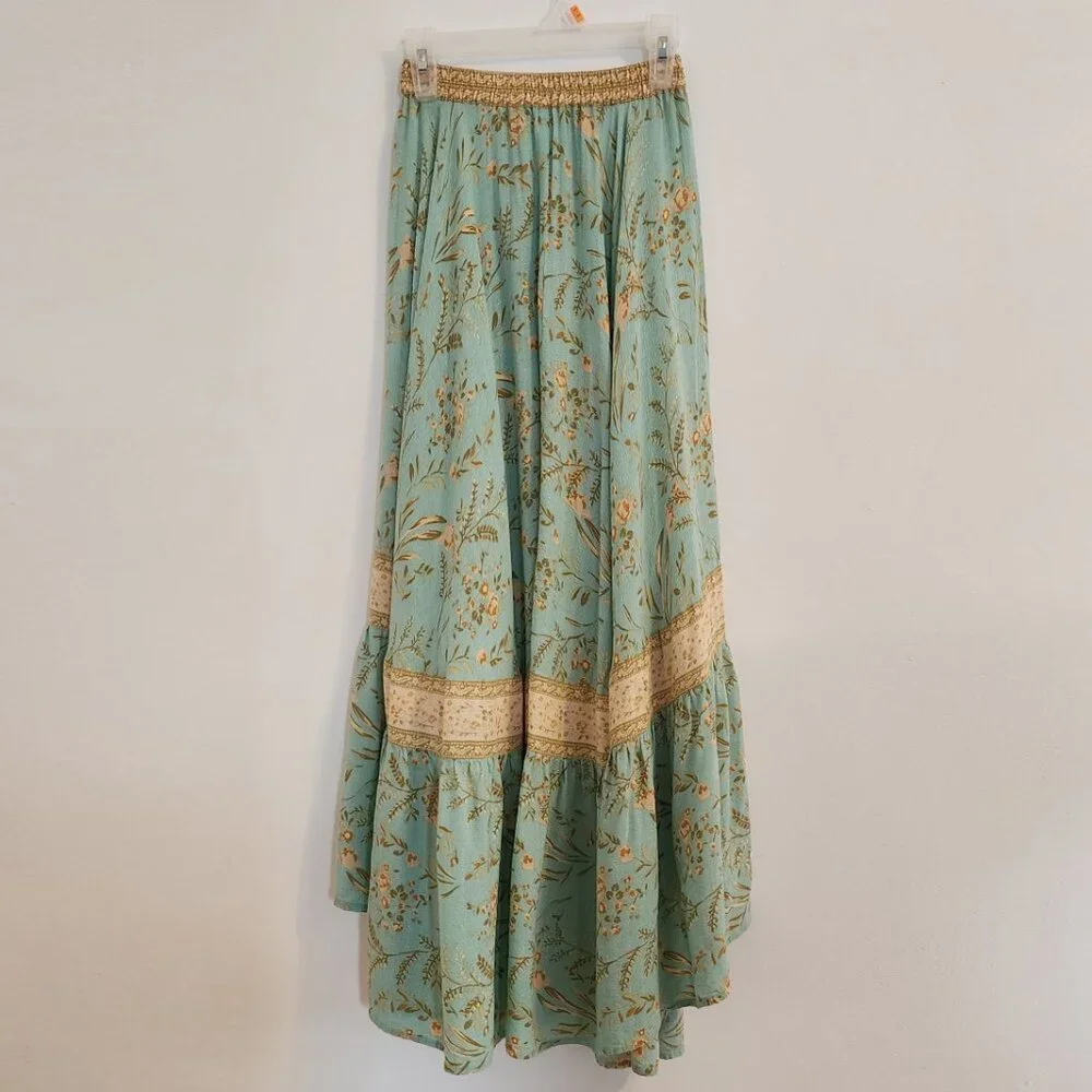 Spell High Low Skirt in Aqua and Beige - Picture 10 of 16